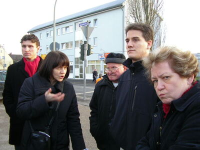 von links: OB-Kandidat Fuchs, Martina Dietrich ( Stadt Amberg ), Dieter Spörl, Oli Daller, Marianne Kies